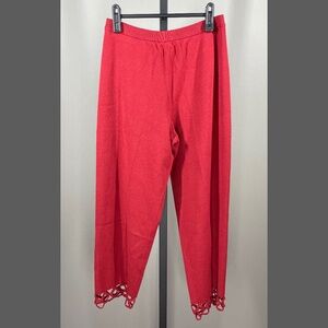 NEW Bloomingdales Pants Womens Small red knit straight leg designer vintage